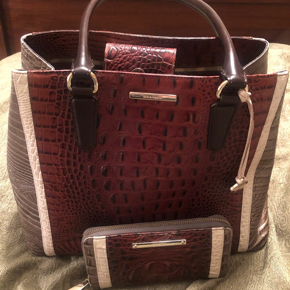 Brahmin handbag and matching zipper wallet